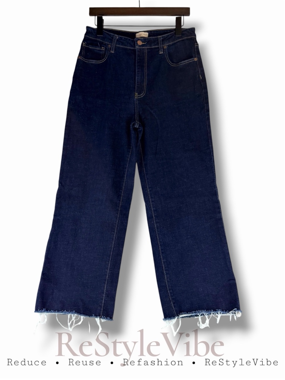 OLIVER LOGAN Women’s Size 30 Denim Jeans High Rise Wide Leg Style Crop Stretch